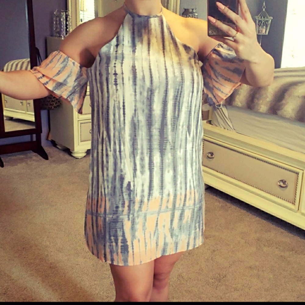 😻😻 S/M/ GREY CORAL TIE DYE FLOUNCE - Picture 2 of 7